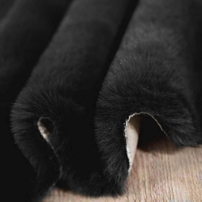 Black Shag Washable Fluffy Fur Area Rugs for Bedroom Living Room Faux Rabbit Fur Nursery Rug Runners 2x6 Cute Room Décor