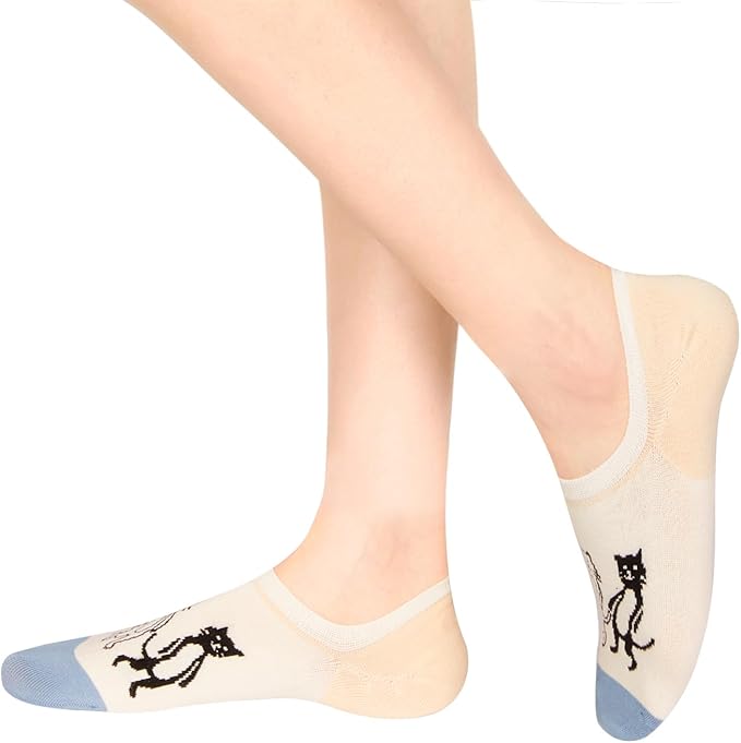 Benefeet Sox Womens Girls Cute No Show Liner Socks Non Slip Funny Patterned Low Cut Socks Novelty Cotton Loafer Footies Sock