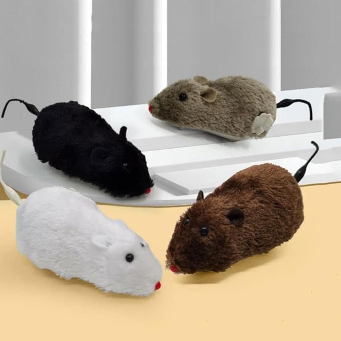 1 Pc Random Color Furry Mice Cat Toy Wind Up Toys Realistic Mouse Toys Funny Moving Toys, Cat Mice and Animals Toys Interactive Play Mouse Toy for Cat Kitten