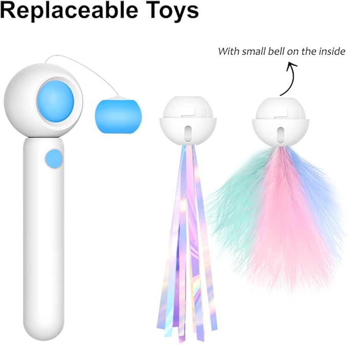 Cat Toys for Kitten,Interactive Cat Wand Exercise,Retractable Teaser,2 Pcs Refills Assortments Bored Cat Chase Fishing Pole,Funny Gifts