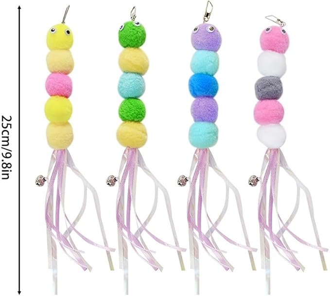 MiOYOOW 4PCS Cat Feather Toy Refills, Hanging Cat Fishing Pole Attachments Interactive Cat Teaser Toy Replacements for Cat Kitten Play Exercise
