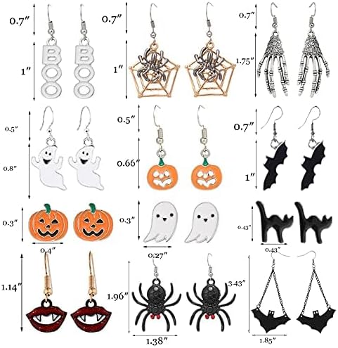 5-26Pairs Halloween Thanksgiving Fall Christmas Theme Earrings Set Holiday Earrings Halloween Stud Earrings Set Spider Pumpkin Ghost Bat Web Skull Drop Earring Holiday Jewelry Gifts