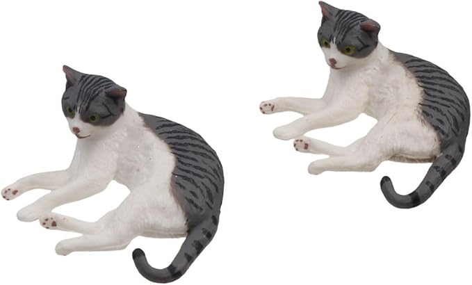 2 Pcs Cat Figurines, Plastic Cat Figures Realistic Kitten Model Cats Ornament Mini Cute Simulation Cat Home Decor