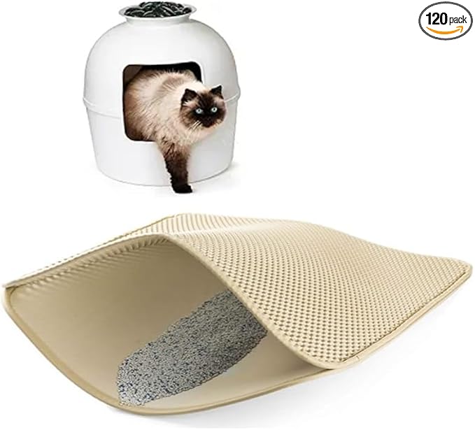 1 Pack Cat Litter Mat, 30''X 24'' Litter Box Mat, Double Layer Waterproof Urine Proof Trapping Mat (Brown)