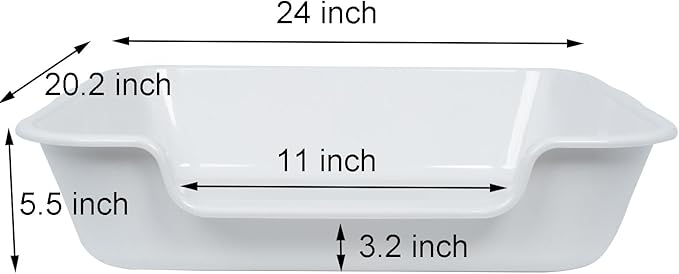 2 Pack of Extra Large Cat Litter Box (ABS Material), Low Entry Senior Litter Pen for Geriatric Kitty Big Cats, Jumbo Pet Safe Litter Boxes Tray for Indoor Pets Potty (Gray, 24" L x 20" W)