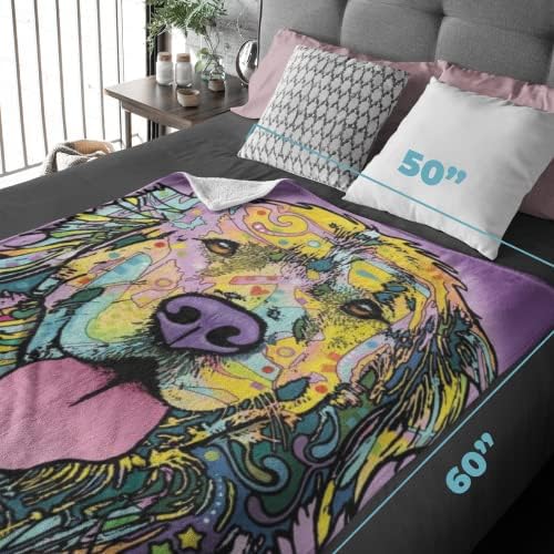 Dawhud Direct Golden Retriever Fleece Blanket - 50 x 60 Inches Soft and Colorful Plush Dean Russo Throw Blankets with Dogs for Kids, Adults - Dog Blanket for Bed, Couch, Sofa and Travel
