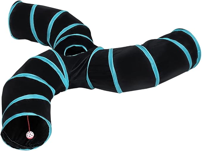 Cat Tunnels, Pet Ferret Rabbit Bunny Tunnels Tubes Subway Habitats, S-Style, DIY Cat Peekaboo Maze House Tent Bed, Kitten Interactive Toy (S Type: 3 Way Tubes)