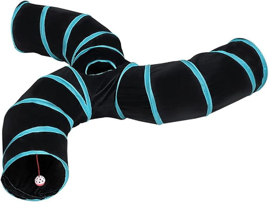 Cat Tunnels, Pet Ferret Rabbit Bunny Tunnels Tubes Subway Habitats, S-Style, DIY Cat Peekaboo Maze House Tent Bed, Kitten Interactive Toy (S Type: 3 Way Tubes)