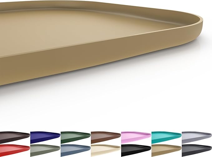 Silicone Pet Feeding Mat with Raised Edge for Food and Water, Dog Bowl Mats, Cat Bowls Placemat with High Lip for Floor Waterproof, Rubber Tray for Cats and Dogs 24 x 16 x0.8 Beige