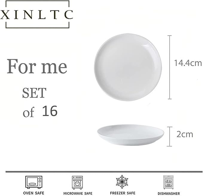 16 Piece Ceramic Appetizer Plates, 5.6 Inch Small Dessert Plates Set, White Round Plates for Bread, Butter, Snack, Lightweight Dinnerware Saucer Sets - Ivory, Oven, Microwave & Dishwasher Safe