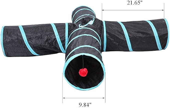 Cat Tunnels Crinkle Play Toys Collapsible Tube with Ball Maze Cat House Pet Interactive for Cat Puppy Kitten Rabbit 4-Way Tunnel