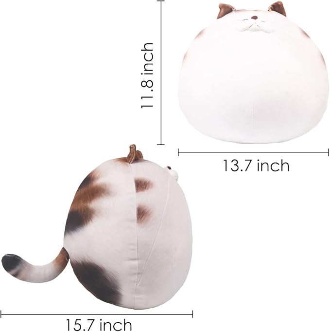 ARELUX 11.8In High Chubby Cat Plush Pillow, Cute Fat Kitty Cat Stuffed Animal Soft Kitten Adorable Hugging Pillow Anime Plushies,Funny Toy Birthday for Adults Friends