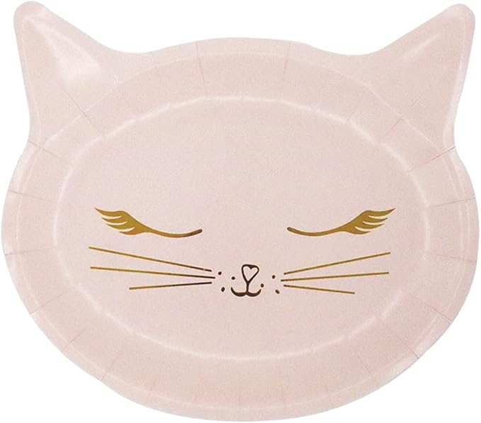 8Pcs Pink Cat Face Paper Plate - Disposable Plate with Cat Face Shape - Party Supplies - Disposable Paper Plate (9 ", 8 Pcs)