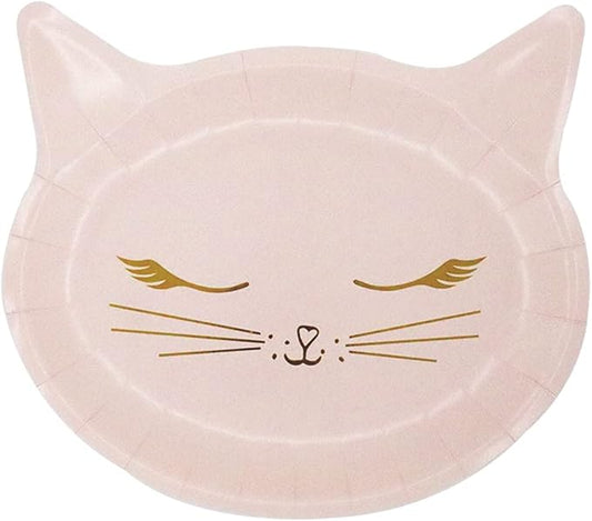 8Pcs Pink Cat Face Paper Plate - Disposable Plate with Cat Face Shape - Party Supplies - Disposable Paper Plate (9 ", 8 Pcs)