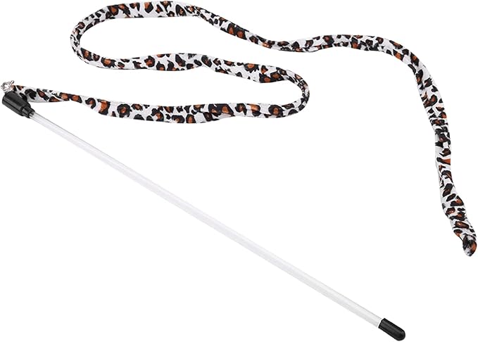 Naroote Cat Wand Toy, Teaser Toy, Interactive Cat Teaser Wand String Toy, Cat Funny Toy Teaser Wand Leopard Print Tail with Bell for Cats Pets