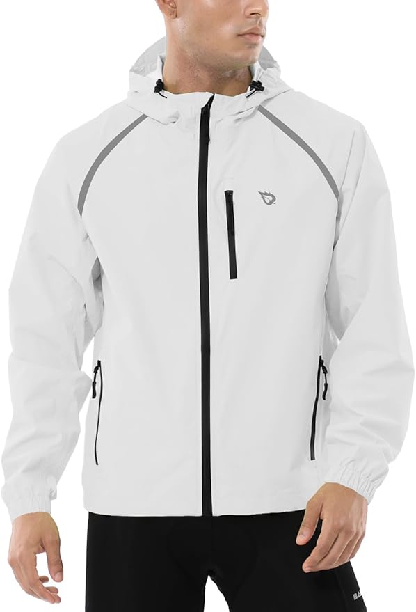 baleaf Men's Rain Jacket Waterproof Windbreaker Running Cycling Golf Hiking Gear Hood Lightweight Reflective Packable