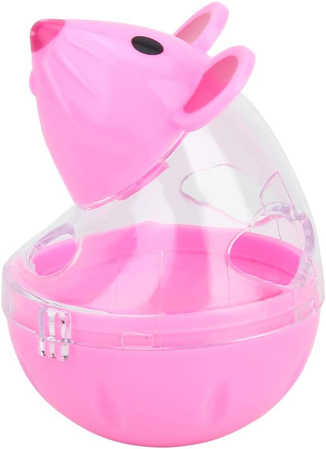 Cat Treat Dispenser Toy, Small Cat Food Balls Slow Feeder, Mice Tumbler Design Cat Food Toy Cat Enrichment Toys for Pet Interactive Training and Food Dispensing (Pink)