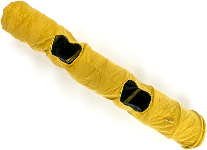 Velvet Fabric - Foldable/Collapsible - 55x8.66 Inches Cat Tunnel (Yellow)