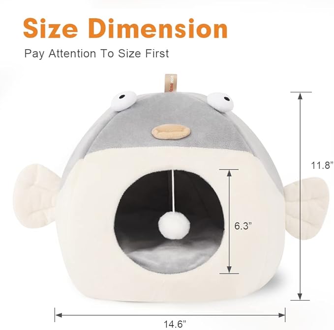 Vanansa Cat Bed for Indoor Cats, Soft Premium Pet Bed, No Deformation, Anti-Slip Bottom, Great Medium Cat Houses for Indoor Cats, Roomy Cat Tent for Indoor Cats 4-8LB, Light Grey, Medium (15" x 12")