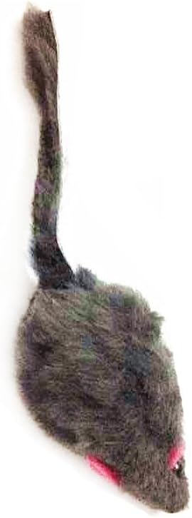 emours 12 Piece Pack Rattle Furry Mice Cat Toy Realistic Fur Mice Toys, Grey