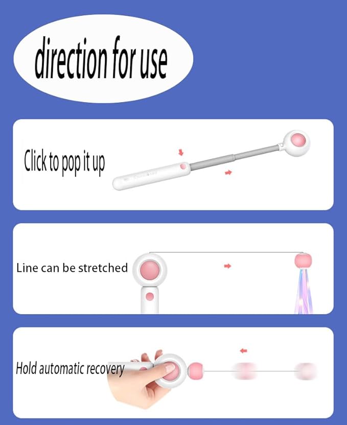 Cat Wand Toy Interactive Cat Toy Funny Cat Toys Retractable Cat-teasing Stick Cat Wand Toys for Indoor Cats Cat Toys Cat Toy Indoor Cats Cat Teaser Cat String Toy (pink)