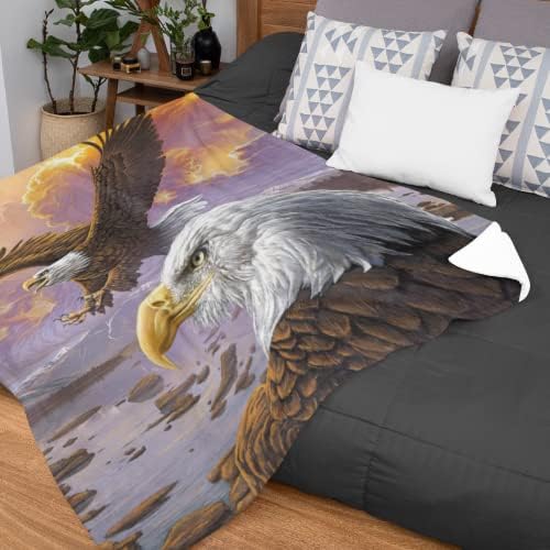 Dawhud Direct Fleece Throw Blanket - 75x90-Inch Flying Eagle Plush Blanket for Kids and Adults - Soft and Cozy for Bed, Couch, or Travel - Thoughtful Gifts Animal Lovers