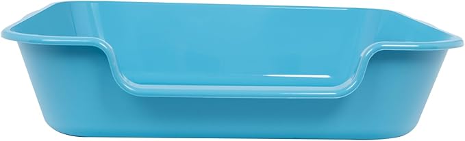 1 Pack of Extra Large Cat Litter Box (ABS Material), Low Entry Senior Litter Pen for Geriatric Kitty Big Cats, Jumbo Pet Safe Litter Boxes Tray for Pets Potty (Light Blue, 24" L x 20" W)