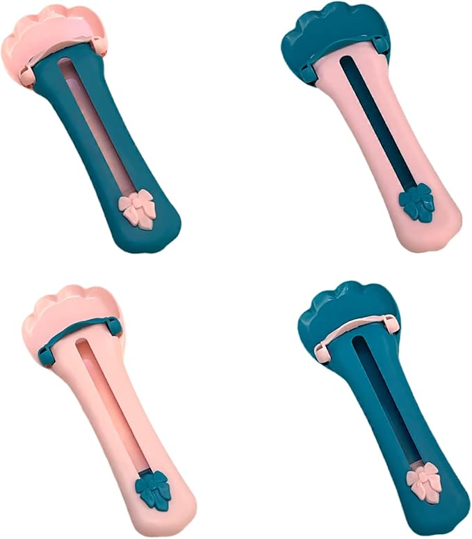 Cat Claw Shaped Cat Strip Squeeze Spoon, Delectables Lickable Cat Treats Spoon, Wet Treat Cat Feeder Spoon Treat Squeeze Spoon for Lickable Wet Cat Treats Liquid Snack Feeding (Blue+Pink)