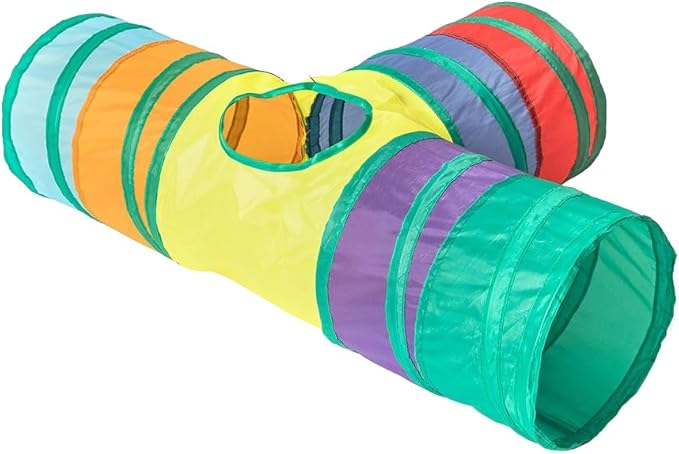 Cat Tunnel, Multi-Color 3-Way Cat Tunnels for Indoor Cats, Foldable Interactive Toy Maze for Cats, Collapsible Cat Play Tunnel with 2 Play Balls, Multi-Entry Tunel for Cats, Kitty, Puppy, Rabbit
