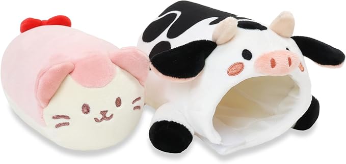 Anirollz Stuffed Animal Plush Toy – 6" Small Blanket Outfitz Doll | Soft, Squishy, Warm, Cute, Comfort, Safe | Birthday Pillow with Kawaii Pink Kitty Cat Cow Kittiroll