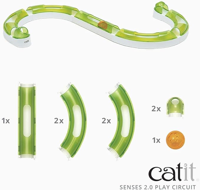 Catit Senses 2.0 Play Circuit Interactive Cat Toy - 8-Piece Closed-Track Ball Toy for All Breed Sizes