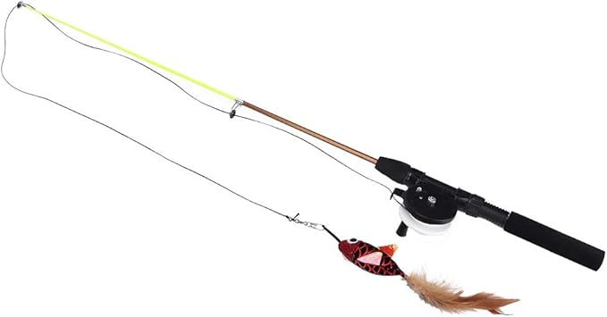 Cat Feather Toys Wand, Plastic Simulation Telescopic Pet Cat Funny Teaser Dangler Rod Stick with Feather, Catnip Interactive Training Toy for Indoor Cats Kitten Play Chase