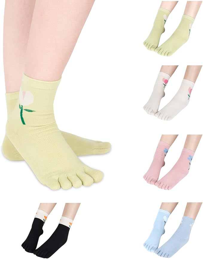 Benefeet Sox Funny Toe Socks Women Five Finger Socks Girls Cute Toe Seperated Cotton Socks Running Athletic Christmas Gifts