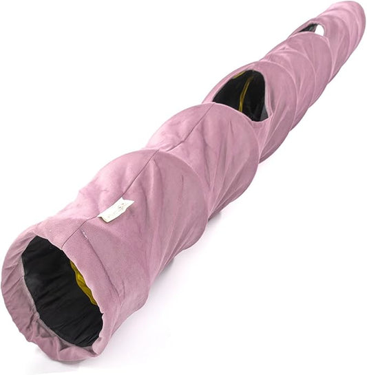 Velvet Fabric - Foldable/Collapsible - 55x8.66 Inches Cat Tunnel (Lilac)