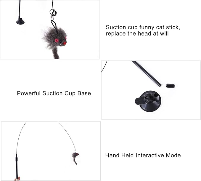 GOTOTOP Cat Toy, Interactive Cat Toy Angel with Spring and Detachable Suction Cup Bell Wand Toy for Cat for Play, Exercise, Activity and Fun(Squirrel)