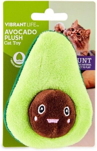 Vibrant Life Avocado Plush Cat Toy, Hunt, Interactive Toy, Indoor Fun. Packaging May Vary