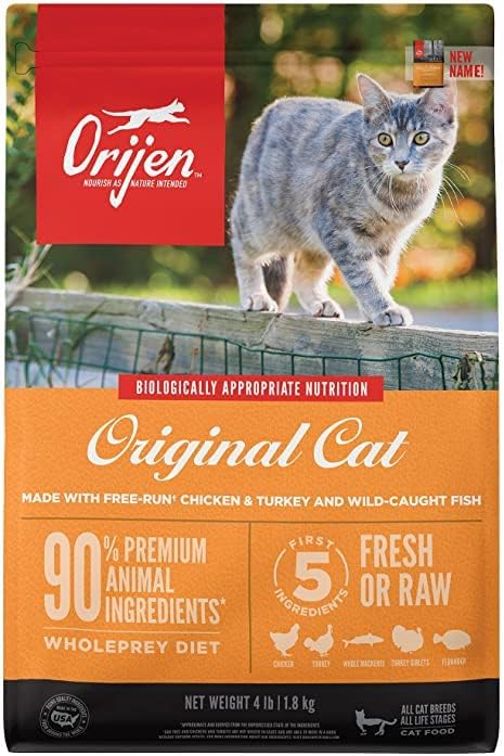 Orijen 2 Pack of Cat & Kitten Grain-Free Dry Food, 4 Pounds Each, Made in The USA