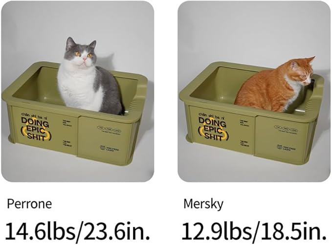 Camp Open Rimmed Large Cat Litter Box (Green)