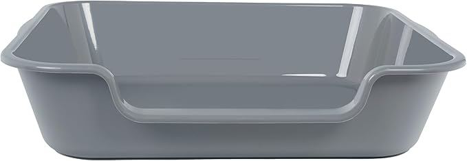 2 Pack of Extra Large Cat Litter Box (ABS Material), Low Entry Senior Litter Pen for Geriatric Kitty Big Cats, Jumbo Pet Safe Litter Boxes Tray for Indoor Pets Potty (Gray, 24" L x 20" W)