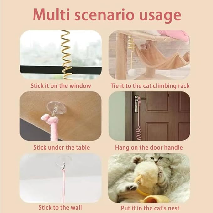 3 PCS Cat Toy Door Hanging Teaser Cat Swing Toy Interactive Toy Hanging Door Retractable Cat Wand Toy Interactive Hanging Cat Toy Cat Mental Exercise Toy Cat Feather Toy for Play Chase