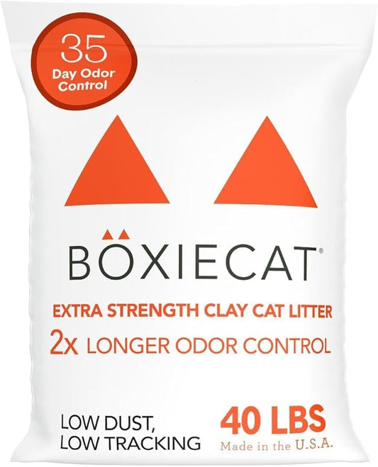 Boxie® Extra Strength 35 Day Natural Odor Control Cat Litter, 40lb Clumping Clay Kitty Litter