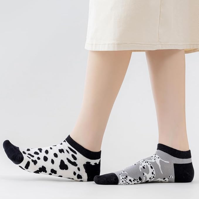 2 Pairs Funny Cartoon Animal Print Cotton Ankle Socks for Women Teens
