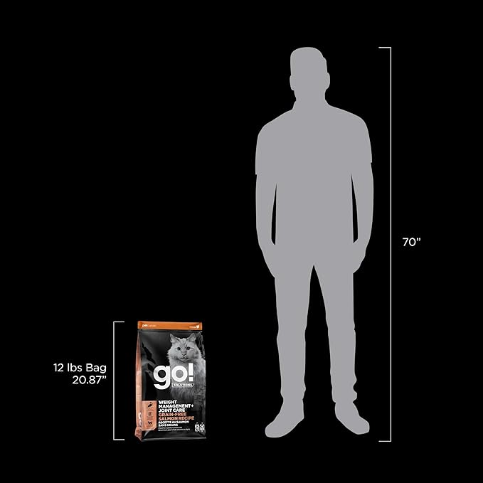 Go! Solutions Weight Management + Joint Care, Grain-Free Dry Cat Food, Salmon Recipe, 12 lb Bag