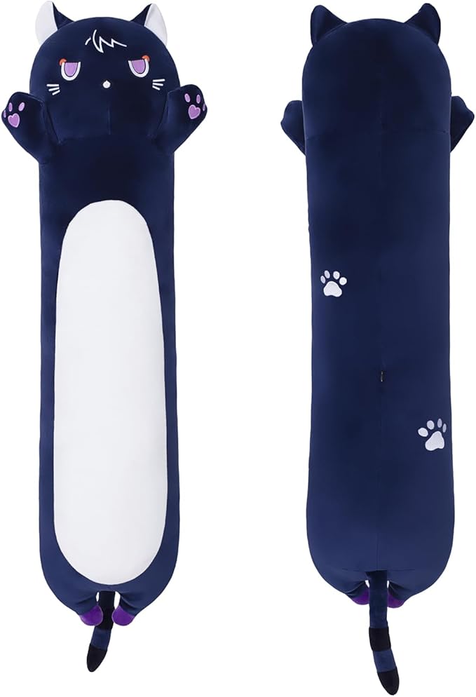 Soft Plush Cat Pillow, Cute Kitten Plush for Kids (Purple, 70cm/27.5inch)