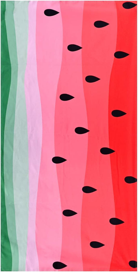 Watermelon Microfiber Beach Towel, 24"x48", Small, Lightweight, Quick Dry, Sand Free, Perfect for Kids, Girls, Women, Red Watermelon Design, Ideal Swim, Bath, Pool Towel, Unique Watermelon Gifts