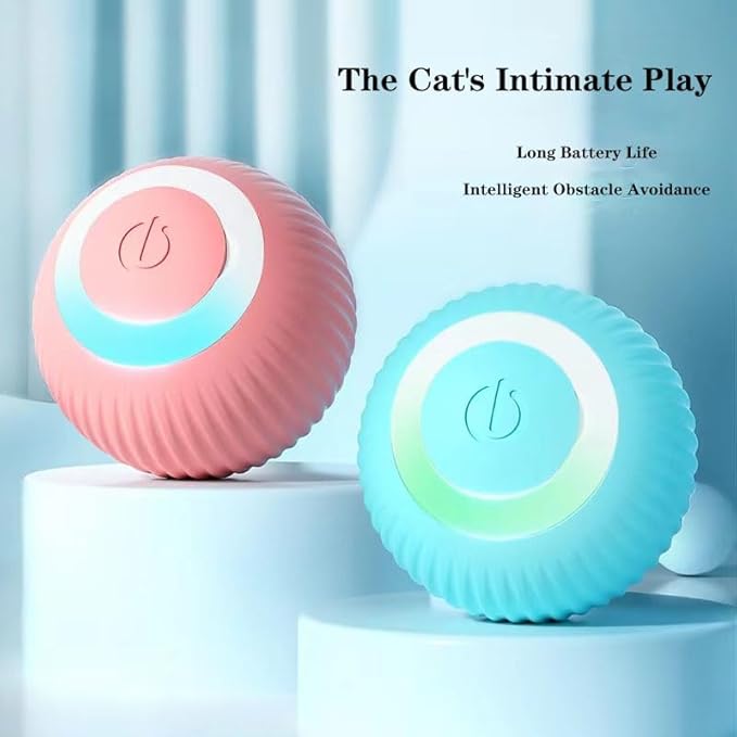 Pet's Interactive Cat Toys Ball, Self-Moving and Auto-Rolling Balls for Indoor Playing Stimulate Your Kitten Hunting Instincts, Mouse for Cats(Pink, Blue)(Pink)