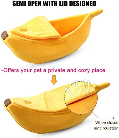 · Petgrow · Cute Banana Cat Bed House Medium Size, Christmas Pet Bed Soft Cat Cuddle Bed, Lovely Pet Supplies for Cats Kittens Rabbit Small Dogs Bed,Yellow