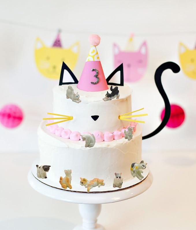 12Pcs Realistic Miniature Cat Figurines Mini Kitty Characters Figures Cute Resin Cake Topper for DIY Easter Eggs Christmas Birthday Gift School Project Landscape Bonsai Craft Decor