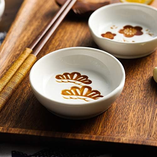 4pcs Ceramic Japanese Relief Seasoning Dishes Relish Plate Appetizer Plates,3inches