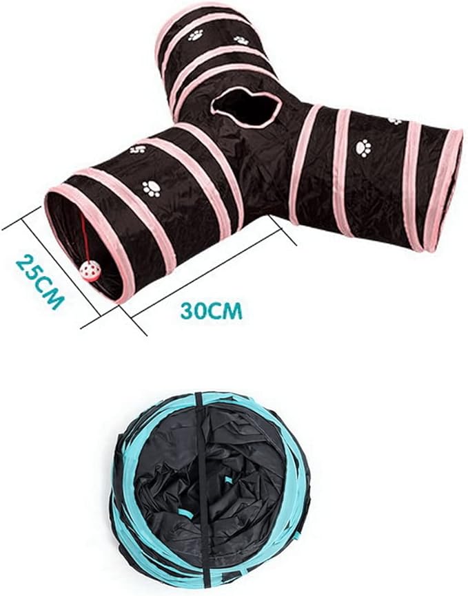 Cat Tunnels, Pet Ferret Rabbit Bunny Tunnels Tubes Subway Habitats, Y-Style, DIY Cat Peekaboo Maze House Tent Bed, Kitten Interactive Toy (Y Type 3 Way (Straight))